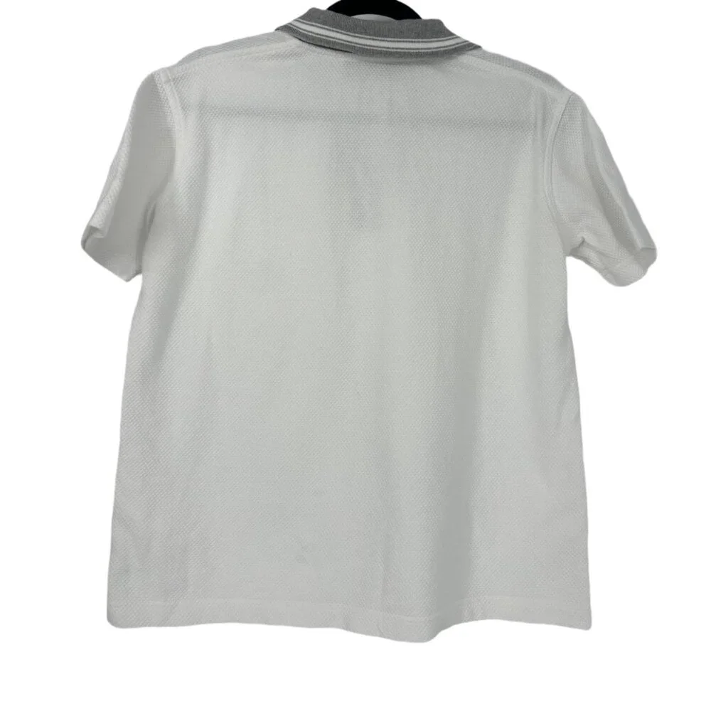 Vittadini Sport White Pique Polo Shirt Gray Trim Small - Picture 5 of 7